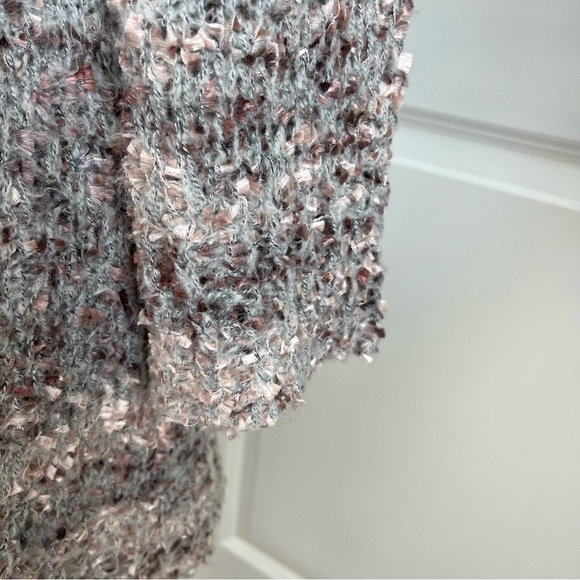 Mandee Fuzzy Speckled Chunky Knit Sweater Cream Brown Sz L - Picture 7 of 16